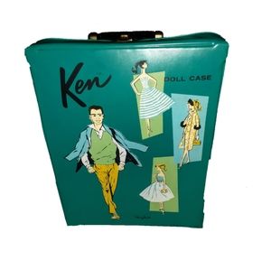 1961 Teal Ken Doll Carrying Case w/ 2 Ken's
